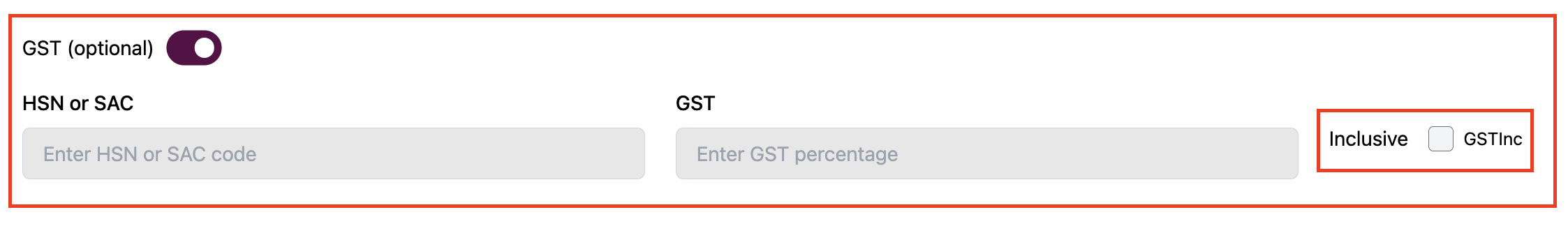 GST settings