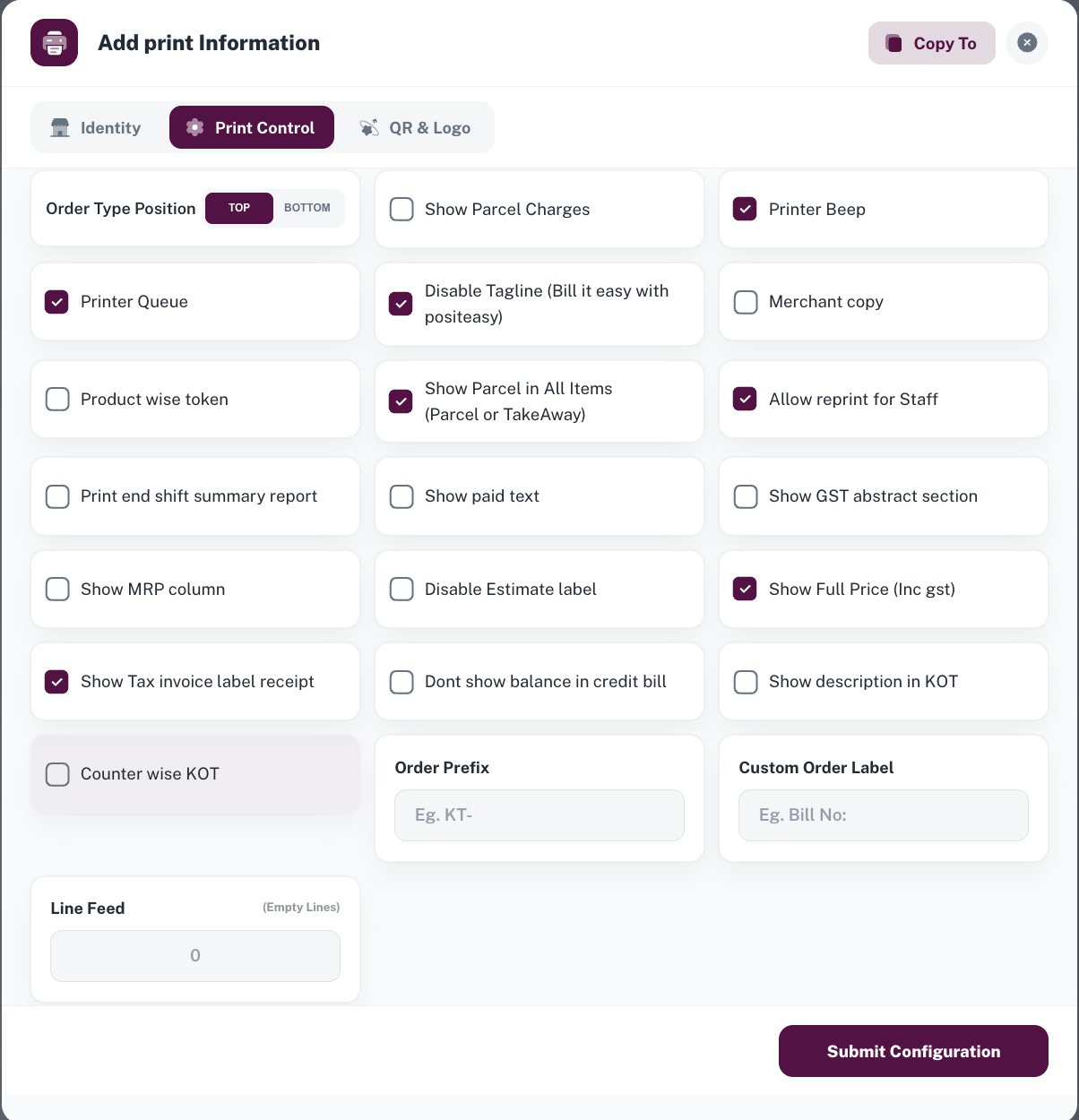 Merchant App print settings 2