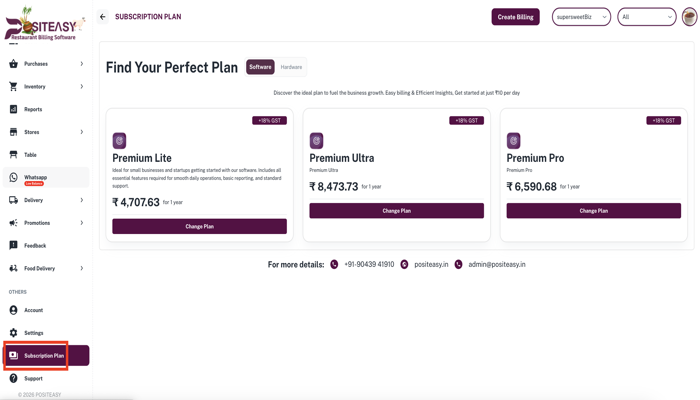 Select subscription plan