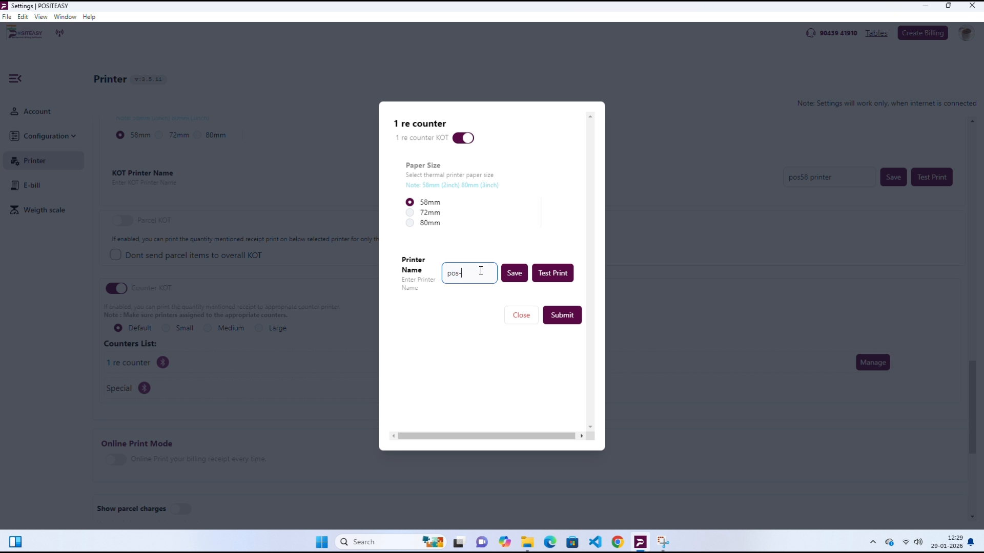 Assign a printer to a counter